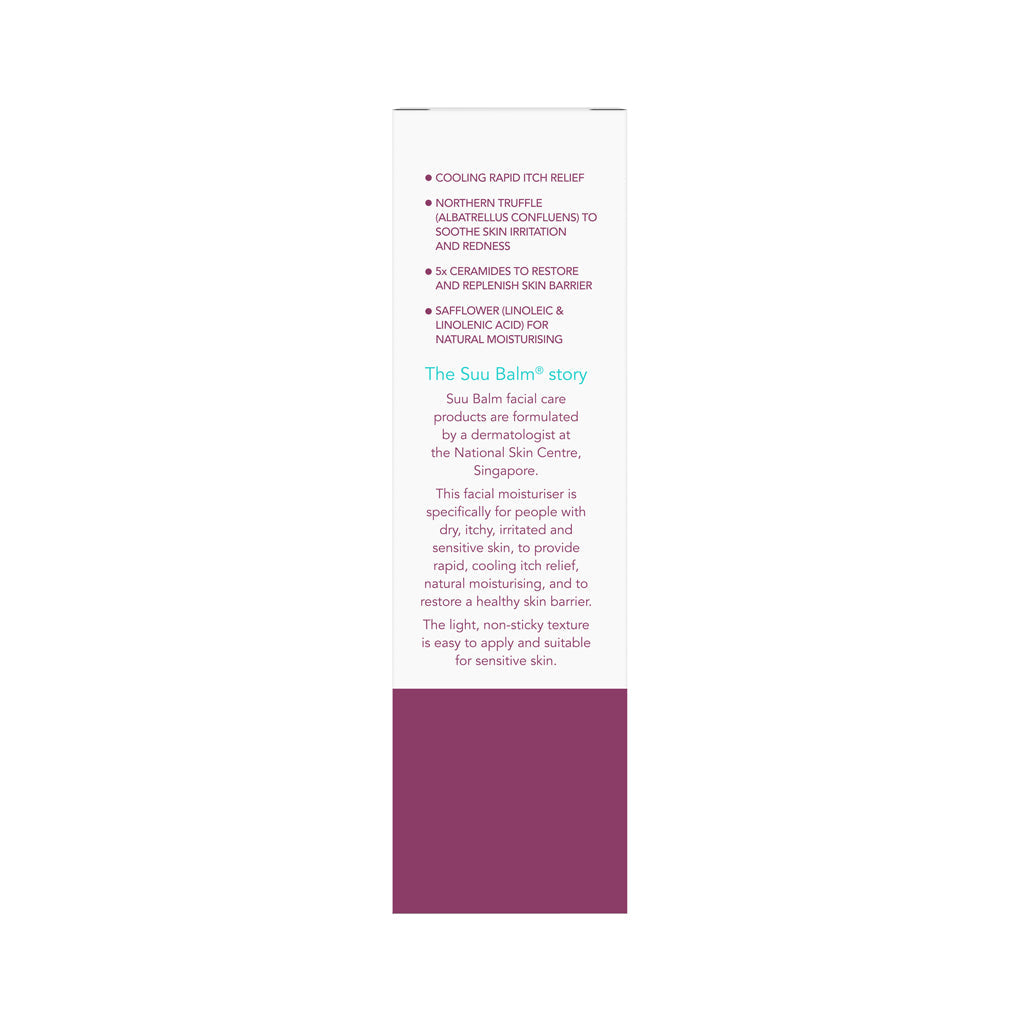 Suu Balm® Cooling Itch Relief Facial Moisturiser 100ml - Unit Box Back