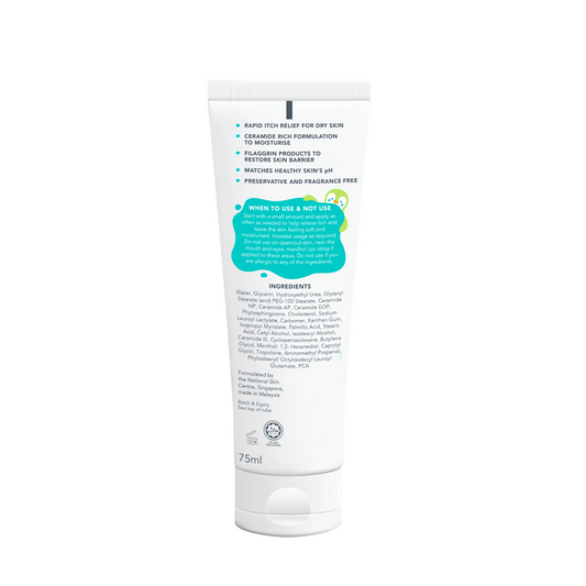 Suu Balm® Kids Dual Rapid Itch Relieving and Restoring Ceramide Moisturiser 75ml - Tube Back
