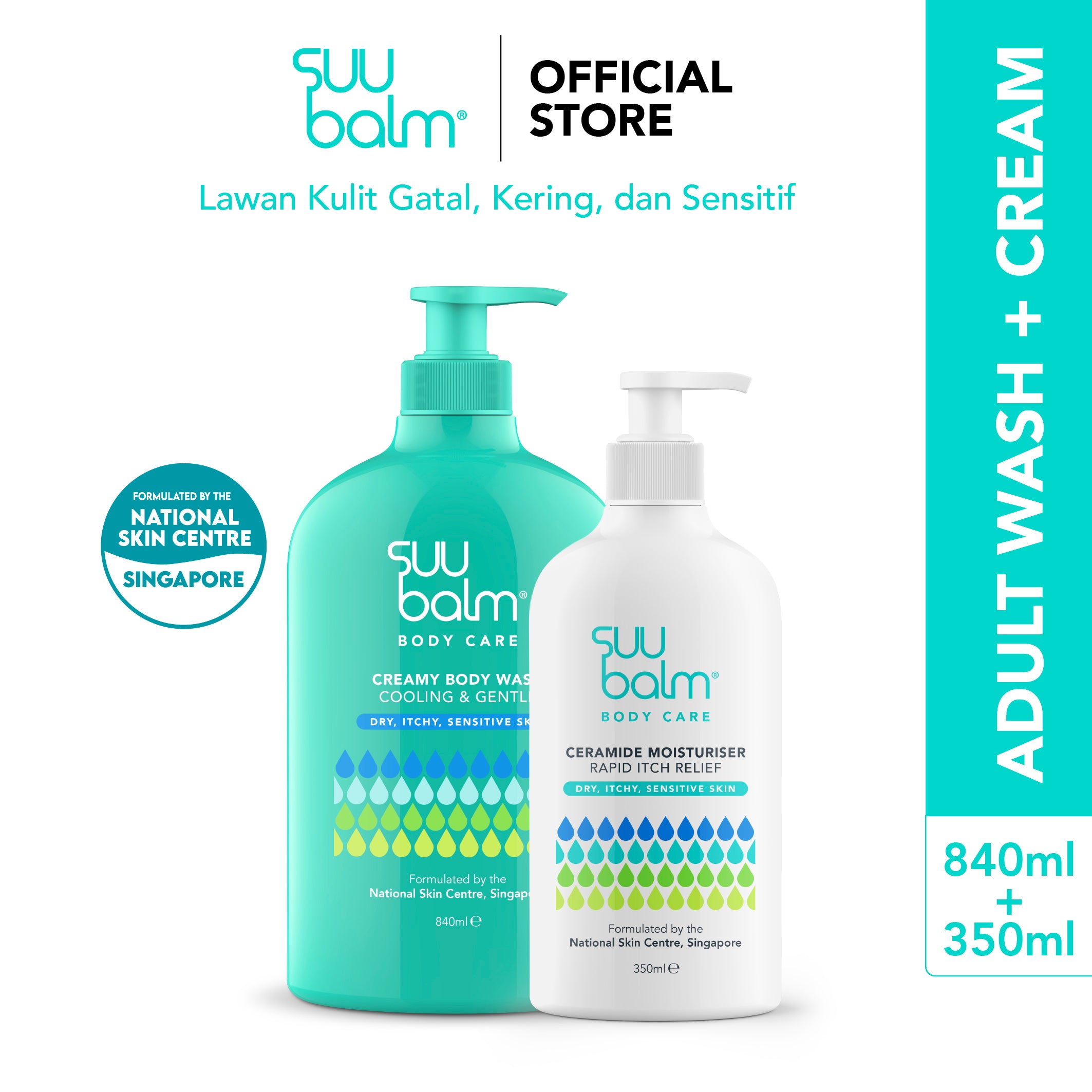 Suu Balm® Cleanse and Moisturise Bundle (Cream 350ml + Wash 840ml)