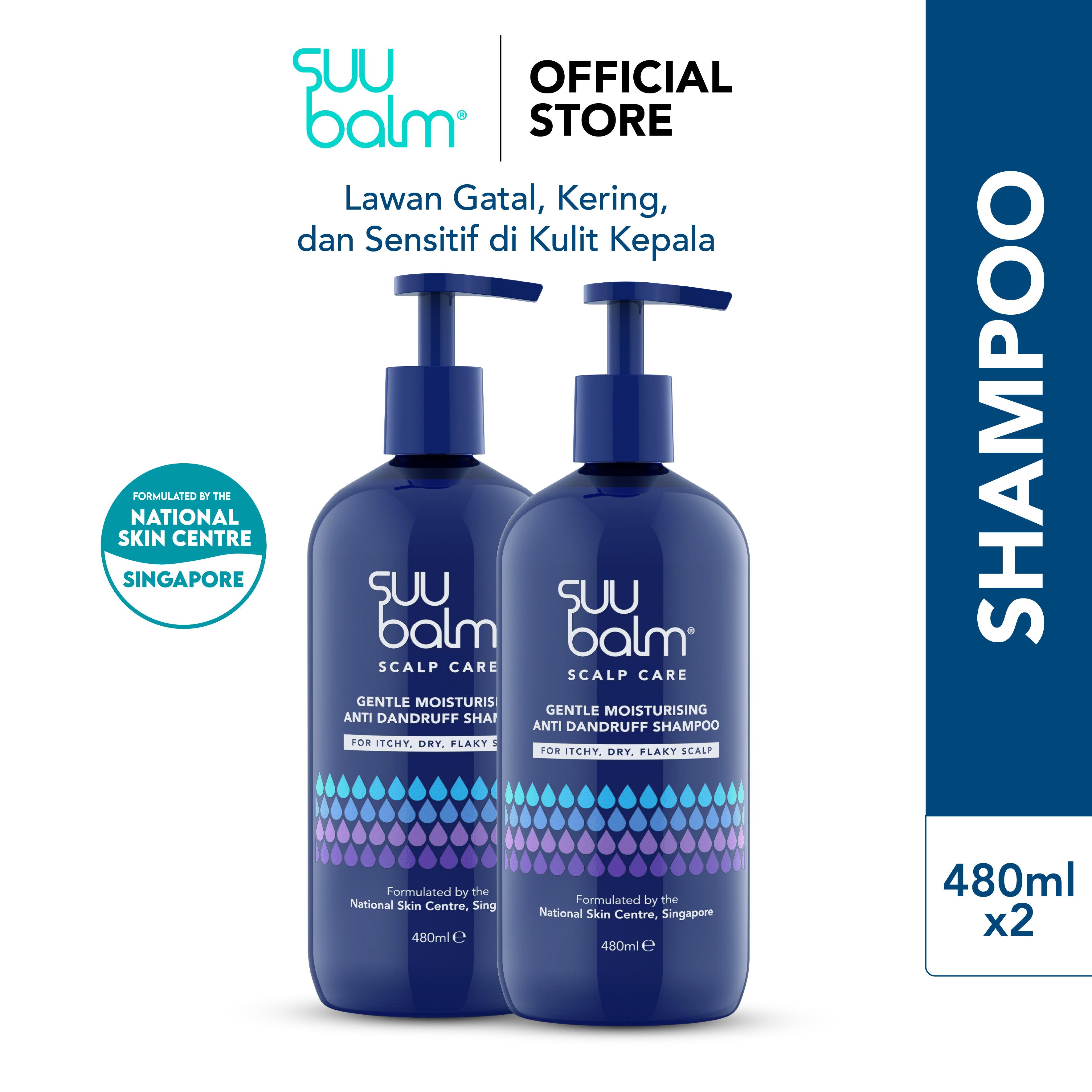 Suu Balm® Gentle Moisturising Anti Dandruff Shampoo 480ML Twin Pack
