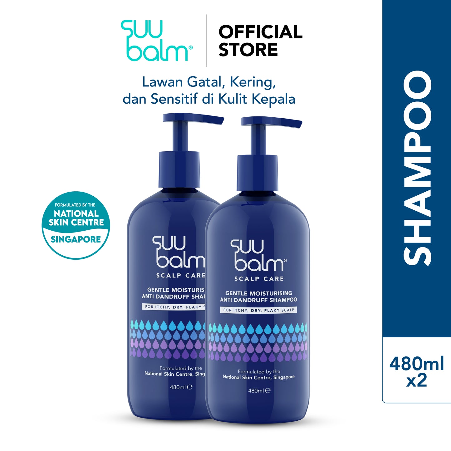 Suu Balm® Gentle Moisturising Anti Dandruff Shampoo 480ML Twin Pack